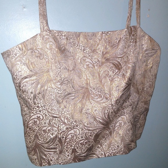 R&M Richards Embroidered Glitter Tank Cami Top Size 14P Party Holiday Cocktail - Picture 2 of 8